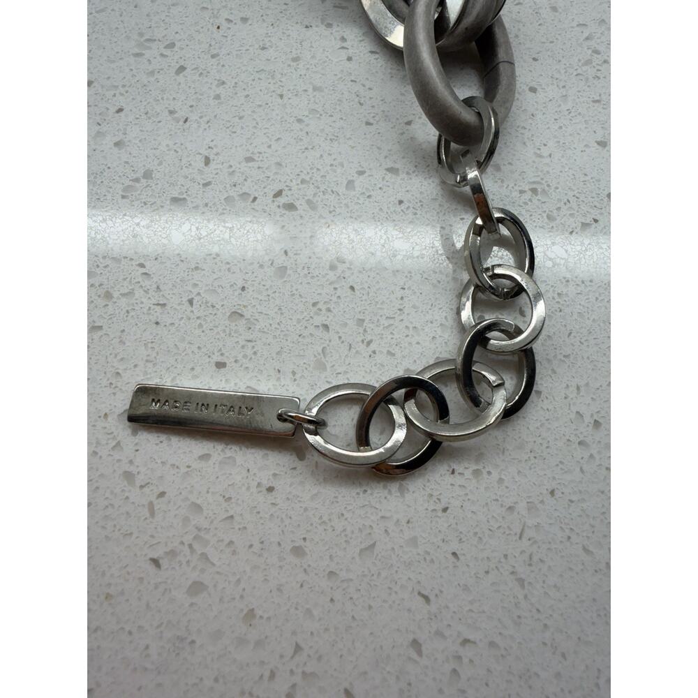 Made in Italy Oversized Geometric Link Statement Necklace Matte Gunmetal - Picture 4 of 6